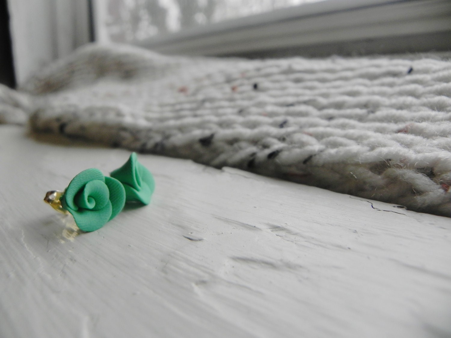 Seafoam Rose Earrings