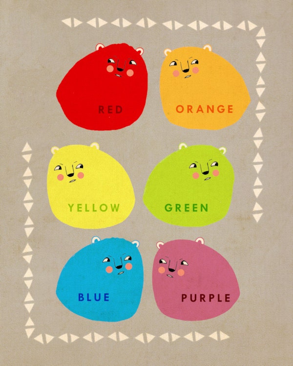 Modern Childrens Decor Educational Nursery Wall Art - I Know Colors - Unique Quirky Home Decor Kids Room Giclee Print