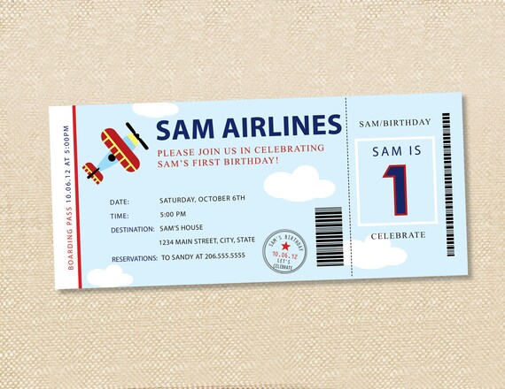 Airplane ticket Party invitations - set of 15 Il_570xn