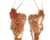 Steampunk Earrings Basse-taille Enamel Wings in Gold Brass and Bronze Copper by  Dr Brassy Steampunk