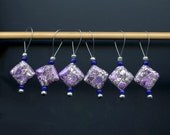 Knitting Stitch Markers Snag Free Howlite Semi-Precious Stones Glass Beads