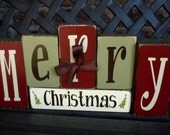 Merry Christmas wood blocks