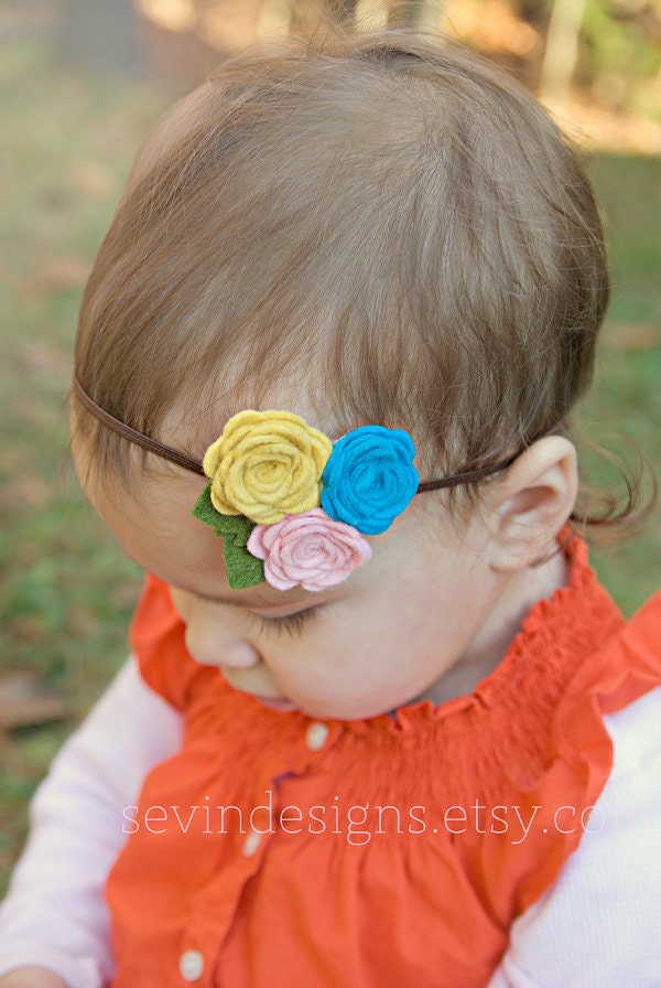 The Vienna -- Mini Triple Felt Rosette Headband -- Customized By You