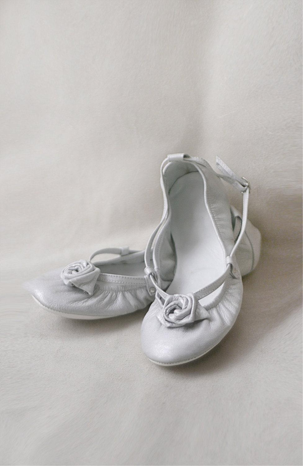 Silver Innocence - Handmade Leather ballet flat shoes - CUSTOM FIT