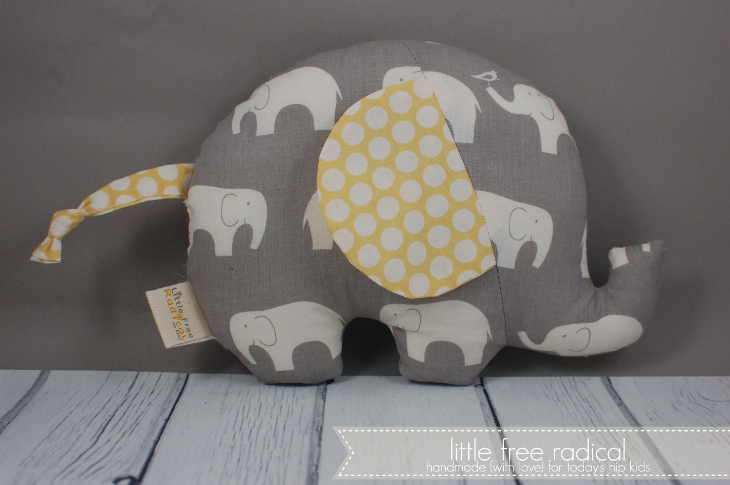 Mod Basics Elephant  - Small Softie - Eco-friendly Edition - Grey & Yellow