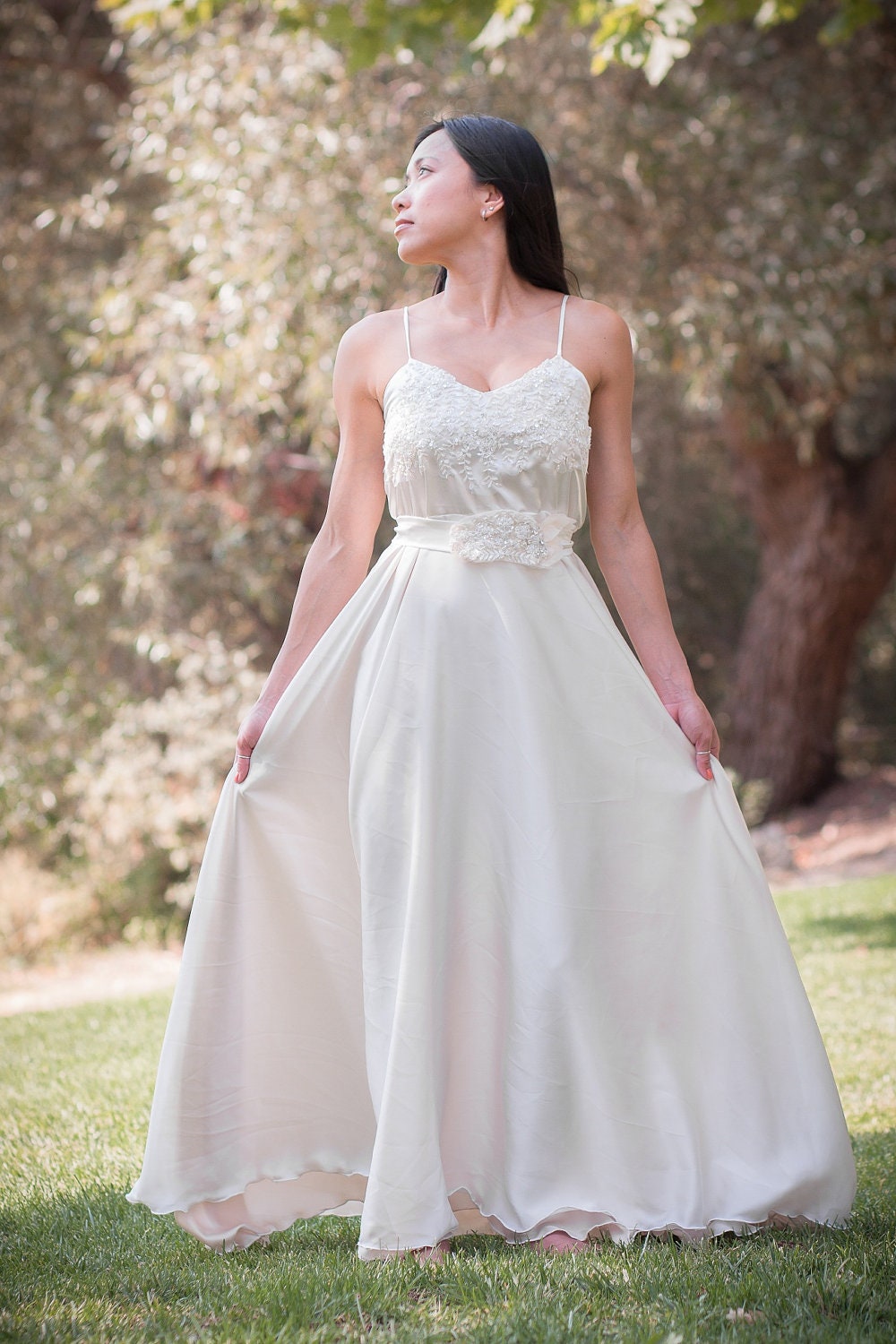 Old Stock Sale Wedding Dress Romantic Sequins Beaded and Silk-Modena Gown- Only One