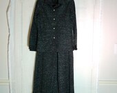 Jacket Maxi Skirt Black Silver Metallic Finish Luxe metal MaxiSkirt 70's  Mod retro vintage Long skirt Rave Festive Holiday Party FREE Ship