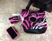 Personalized Disney Tote / Personalized Mickey Tote / Personalized Minnie Tote / Pink Zebra Tote --- with Matching Pencil Roll / Crayon Roll