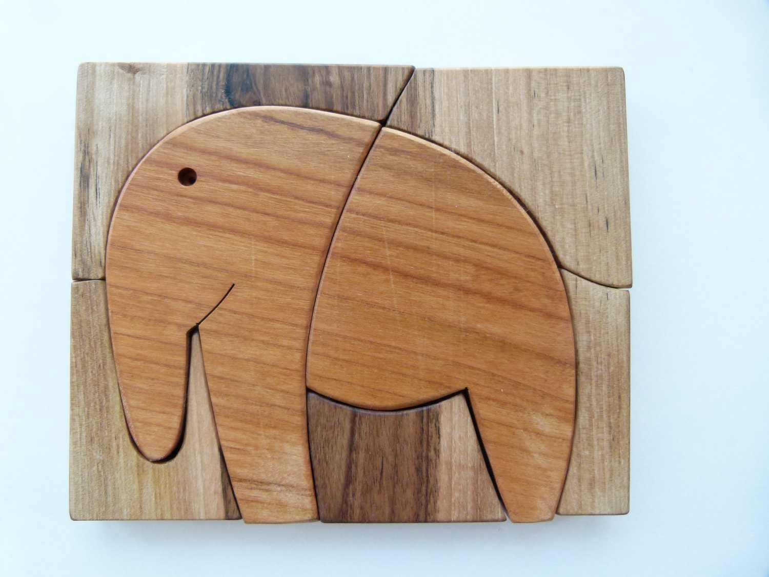 Eco friendly wooden puzzle - ELEPHANT - Ooak