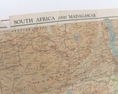 South Africa and Madagascar - Very Large Vintage Map - Bartholomews Map of South Africa - Old Map of South Africa - home decor
