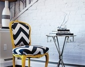 Yellow & Charcoal Chevron French Provincial Side Chair