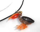 Brown Pelican Necklace - beach bird jewelry fun quirky creature