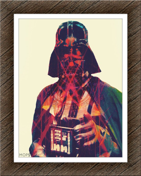 DARKSIDE (Darth Vader from STAR WARS) 8x10" Digital Illustration High Gloss Print by MoPS