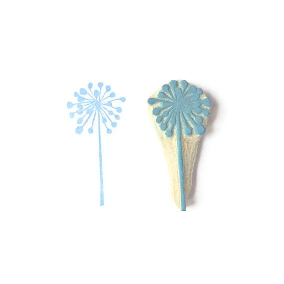 Wishful Thinking Dandelion Stamp - Hand Carved Rubber Stamp