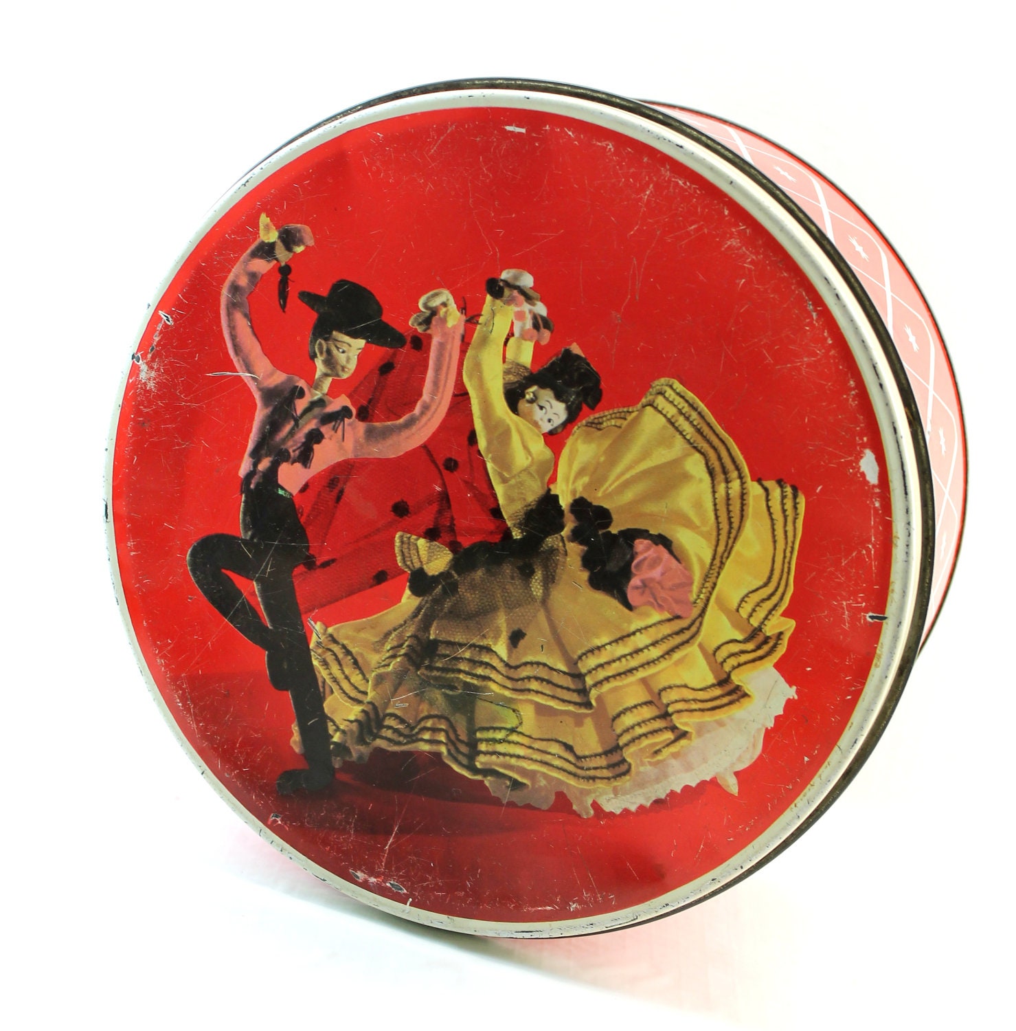 Vintage Tin - Dancing Dolls - Red Vintage Tin by Willow Australia