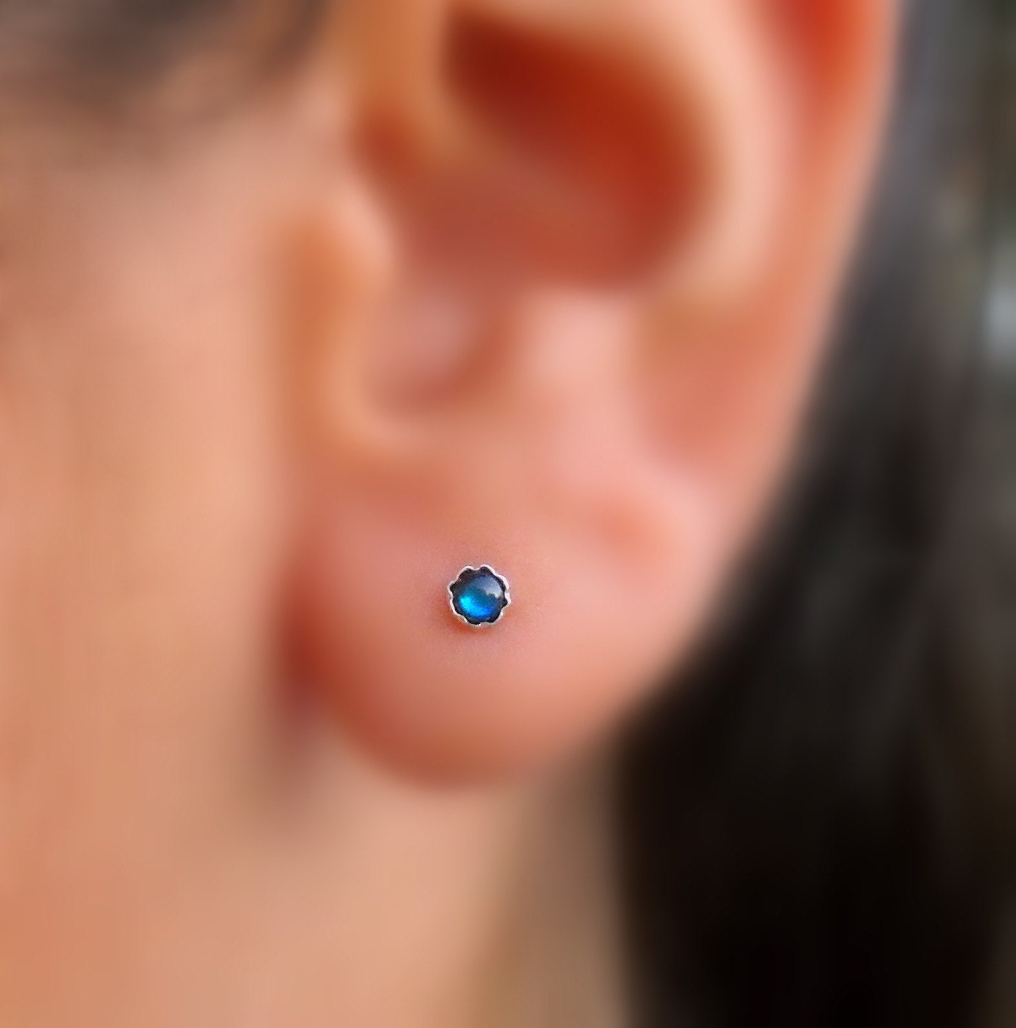 Paua Shell Stud Earrings 3mm Sterling Silver Handcrafted