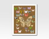 Art Print Crazy Butterflies Print Home Décor A4 Print Nursery Art Original Design by Adidit Print no. 051