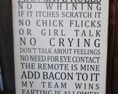 MAN CAVE Rules - Subway Art Wall Hanging  - board
