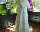 Wedding dress glorious 1960s lace wedding coat satin sheath gown empire wasitline bridal gown