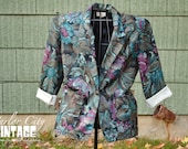 The Flora Blazer - Vintage 1990's Floral Blazer in Teal, Purple, Gray and Blue