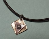 Mixed Metal Geometric Medley Necklace Pendant - Sterling silver ball, brass, copper  - trendy minimal design