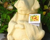 Stone MEDIUM MEDITATING DOG - Original Copyrighted Garden Sculpture (o)