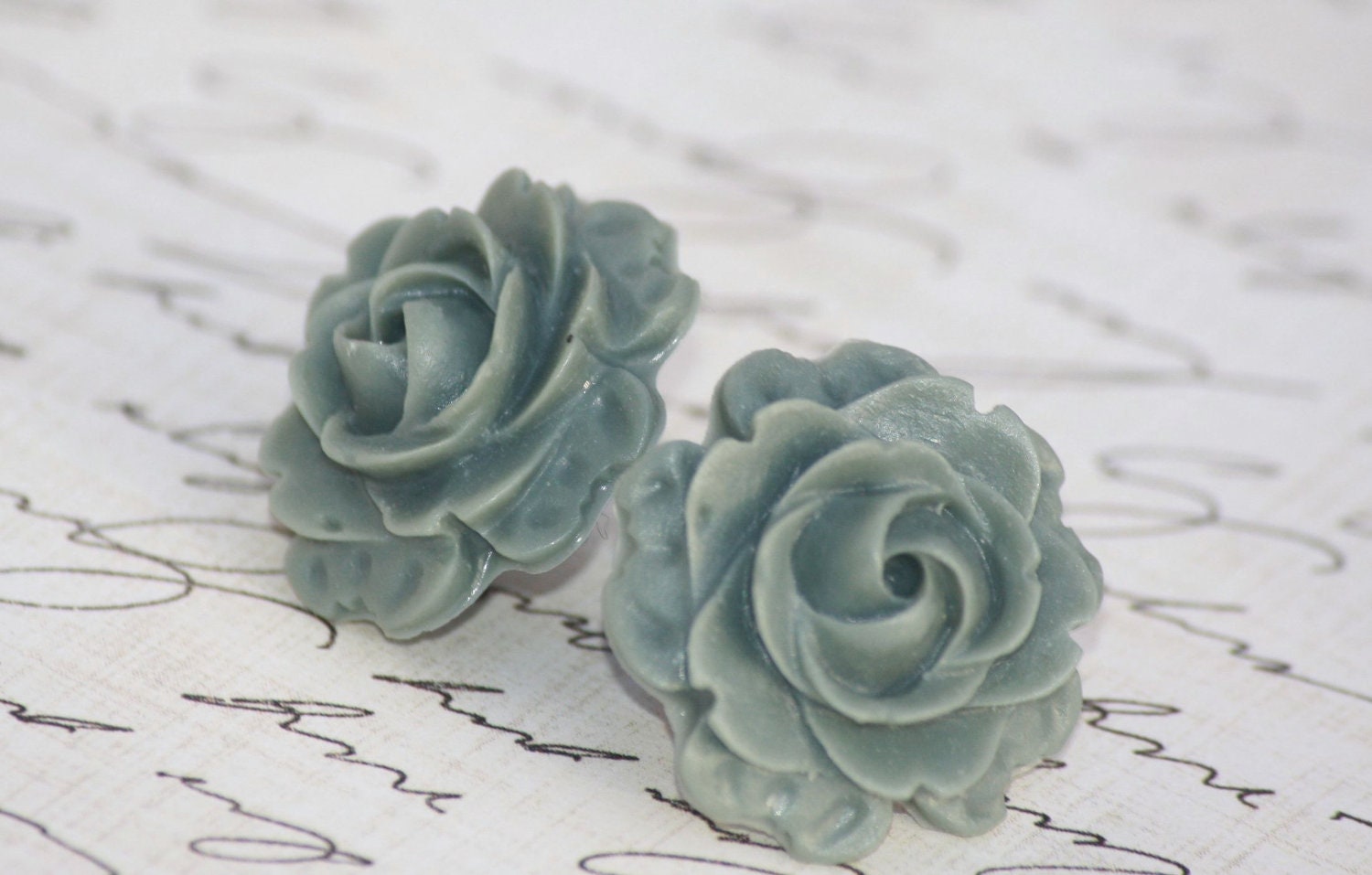 Vintage Grey Rose Earrings - Available in 6 colors