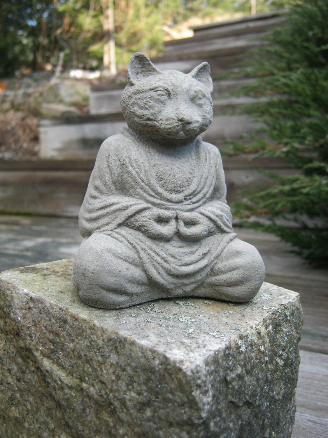 Cat Buddha, Meditating Cat Statue,