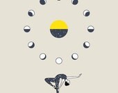 Bella Luna - Moon, Lunar Phase, Constellation Art Print, 8" x 10" (20cm x 25cm) on Beige
