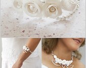 Wedding rose bracelet Bridal White Roses and pearls bracelet classic wedding jewelry accessories Israel