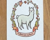 Llama for My Mama, Archival Giclee Print 8.5" by 11"