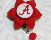 Retractable Badge Holder ID Badge Reel Flower Alabama Crimson Tide