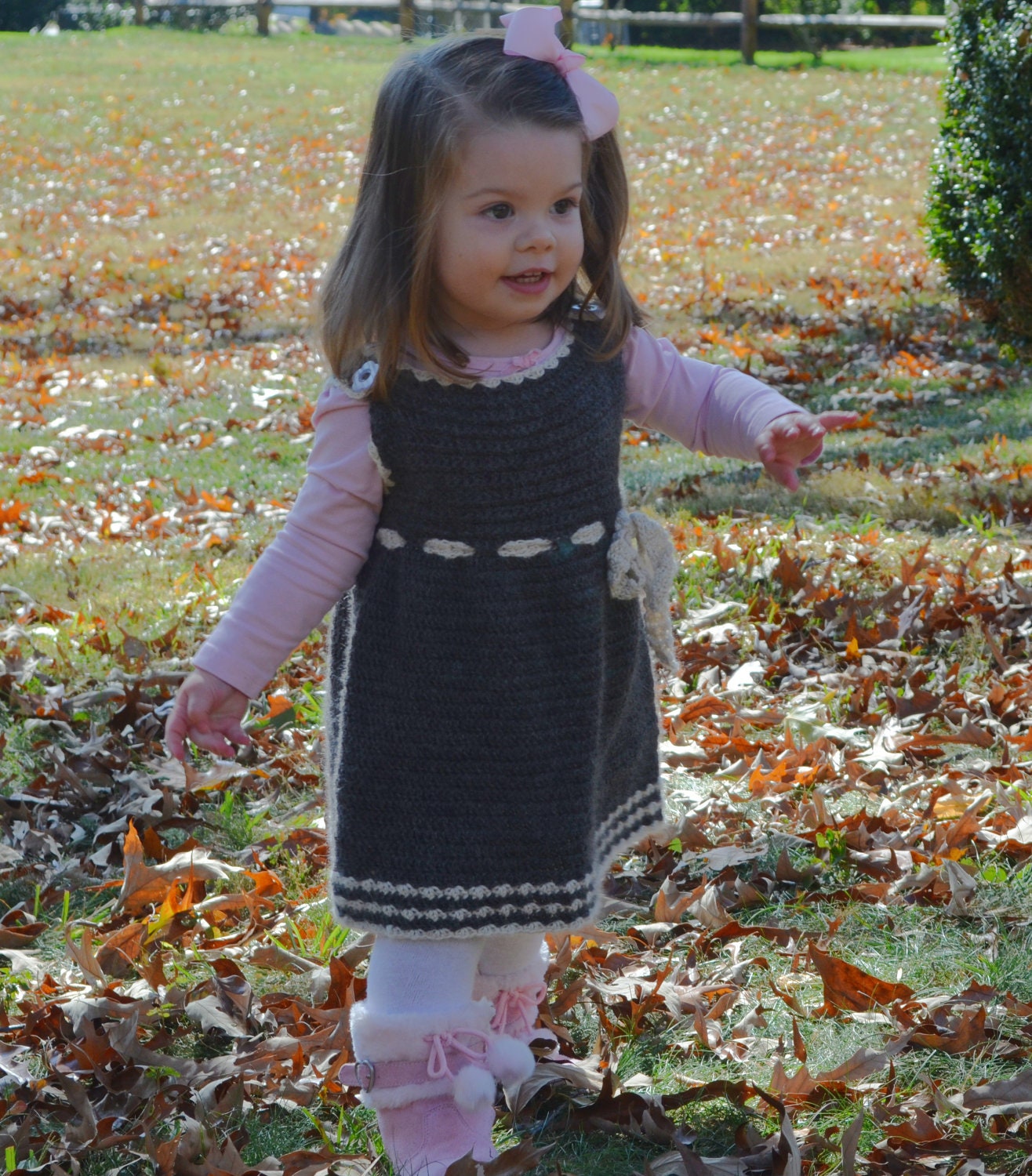 Natural Gray and White Alpaca Sweater Dress for Toddler size 2T-4T Special Occassion