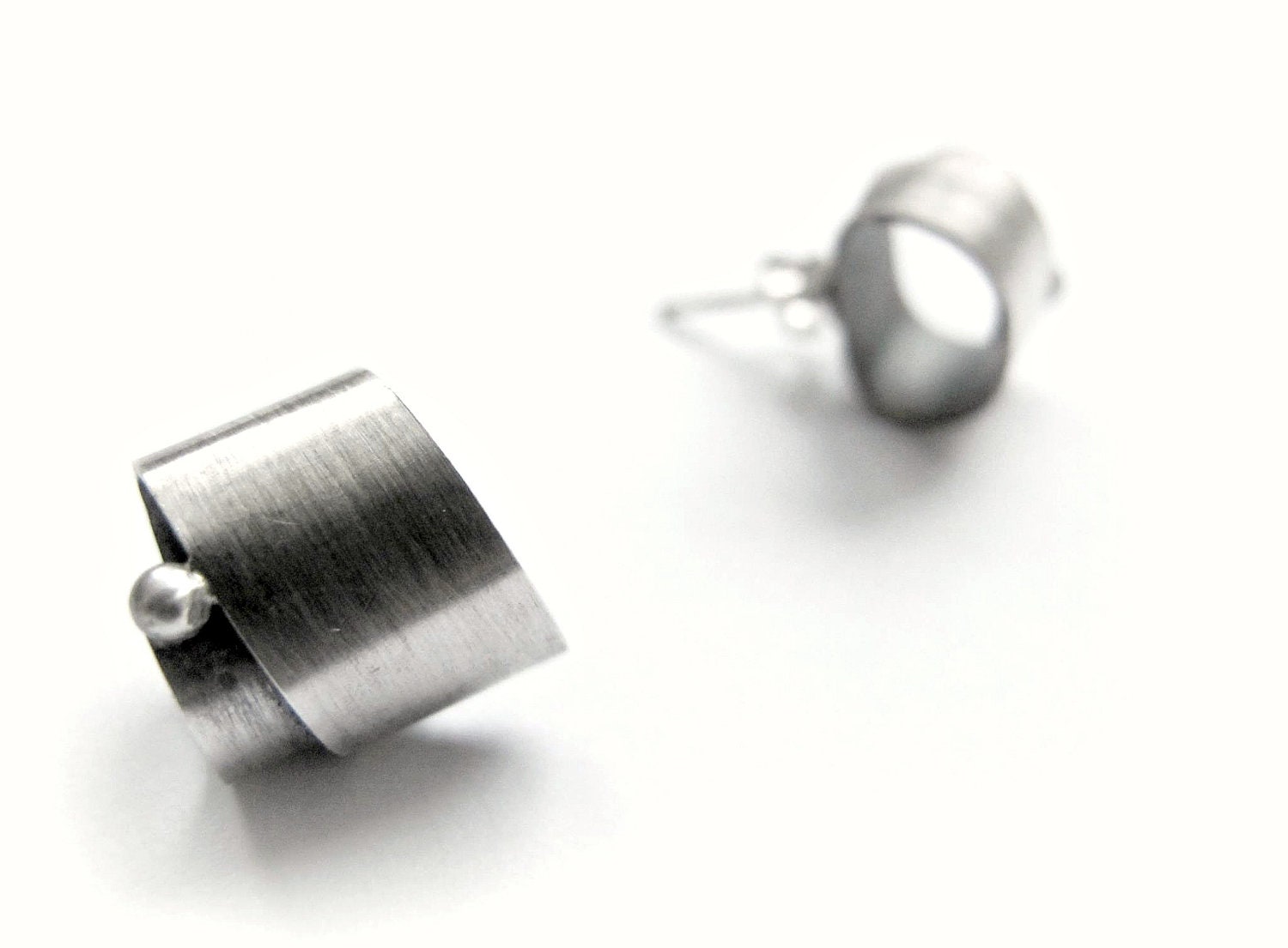Post stud contemporary  silver earrings. Great Cristmas gift idea for her.