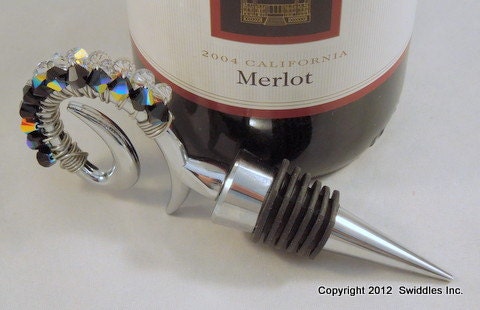 Beaded Wine Stopper made with Swarovski Crystals