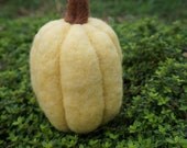 Wool Pumpkin - Needle Felted Soft Sculpture - Butter Yellow - MADE TO ORDER