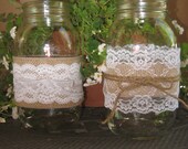 WEDDING BURLAP LACE Mason Jar "Sleeves" Decor