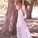 Vintage-Looking Wedding Dress White Ivory Cream Crochet Lace Sleeves Bohemian Hippie Bride - "Willow"