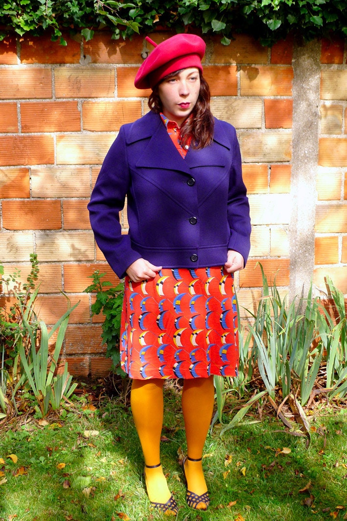70s preppy nautical navy blue cropped blazer M