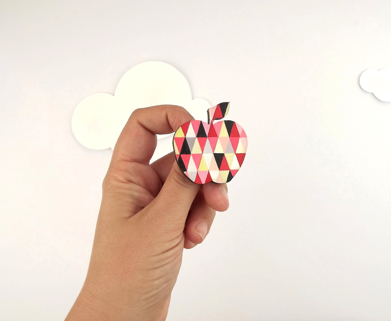 Geometric Brooch Red Apple