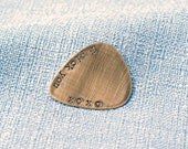 Personalized Guitar Pick Brass Hand Stamped Music Lovers Gift for Him