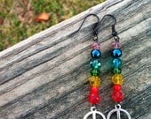 Chakra Earrings with Peace Signs, Peace Sign Earrings, Hippie Earrings