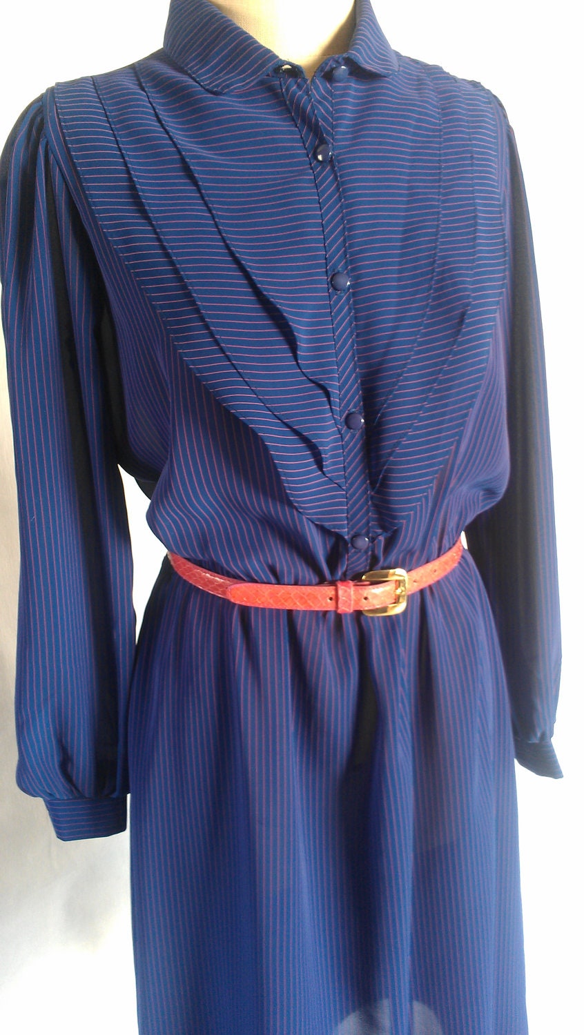 Blue Vintage Pink Pinstriped Dress