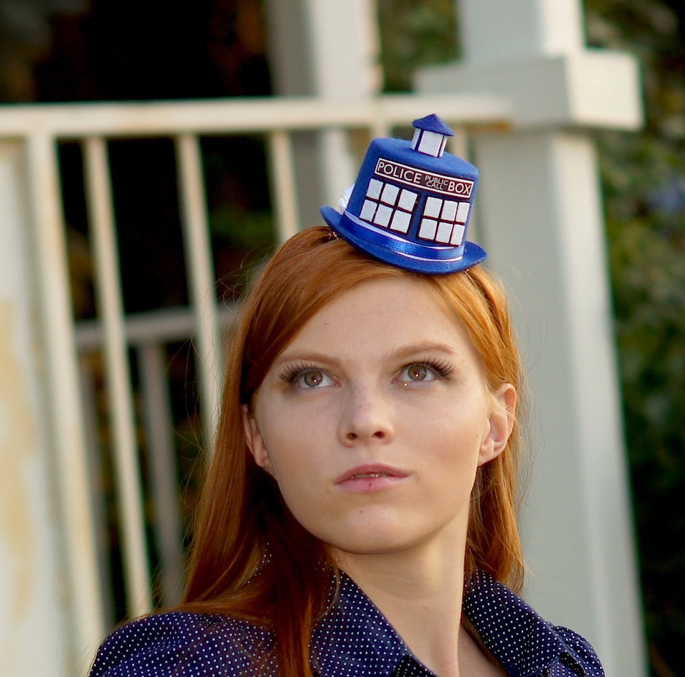 Doctor Who TARDIS inspired mini top hat in blue great for costume or cosplay