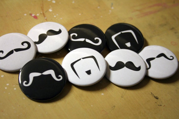 Mustache / Moustahce Pins 1.5"