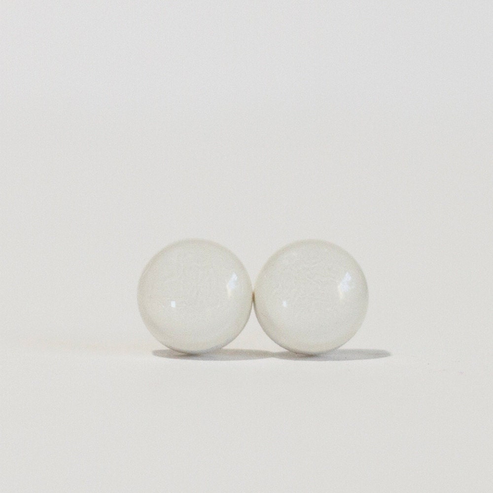 WHITE - Post Earrings - Bright White Stud Earrings - Polymer Clay and Resin Jewelry