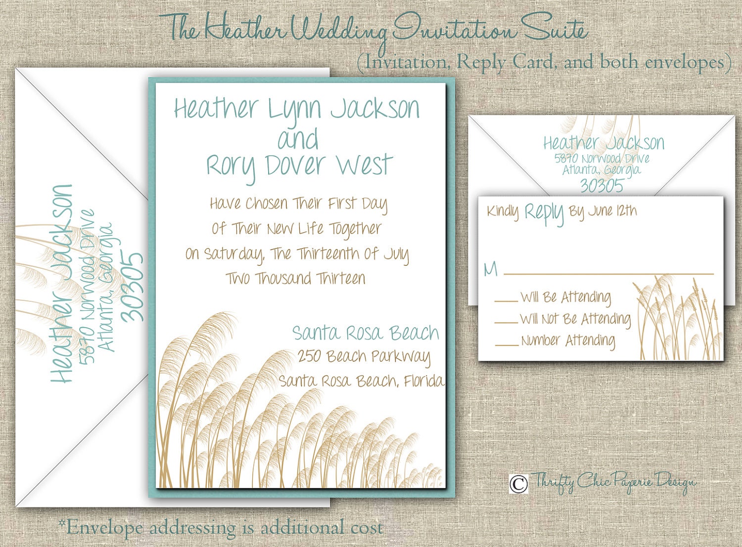 The Heather Wedding Invitation Set (5x7) - SAMPLE