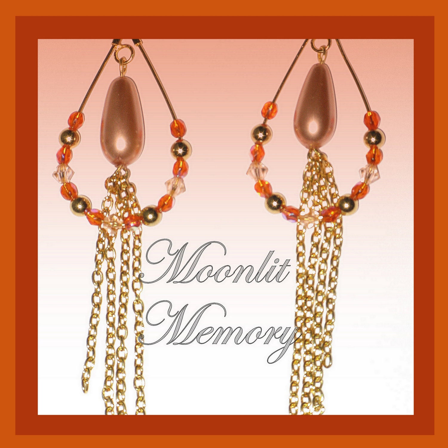 Long Earrings - Orange Jewelry Handmade - Peach Gold Coral Dangle Earrings - One of a Kind - ready to ship