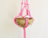 Large macrame plant hanger - neon pink