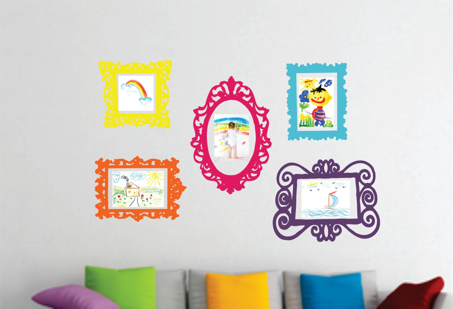 Wall Decal Set of 5 Frames - Playroom Decor - Bedroom Wall Decal - Childrens Wall Decals Playroom Vinyl Wall Decals